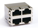 RJ45 2X2 8P8CS  6U 带弹片 无灯 4个磁环 竖排PIN针
